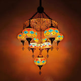 Turkish Exotic Mosaic Colorful Glass Globes Chandelier Image - 3