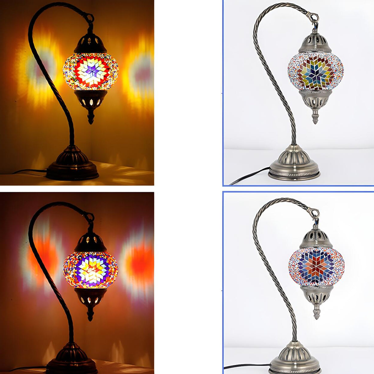 Turkish Fashion Stained Mosaic Glass Lantern Table Lamp Image - 16