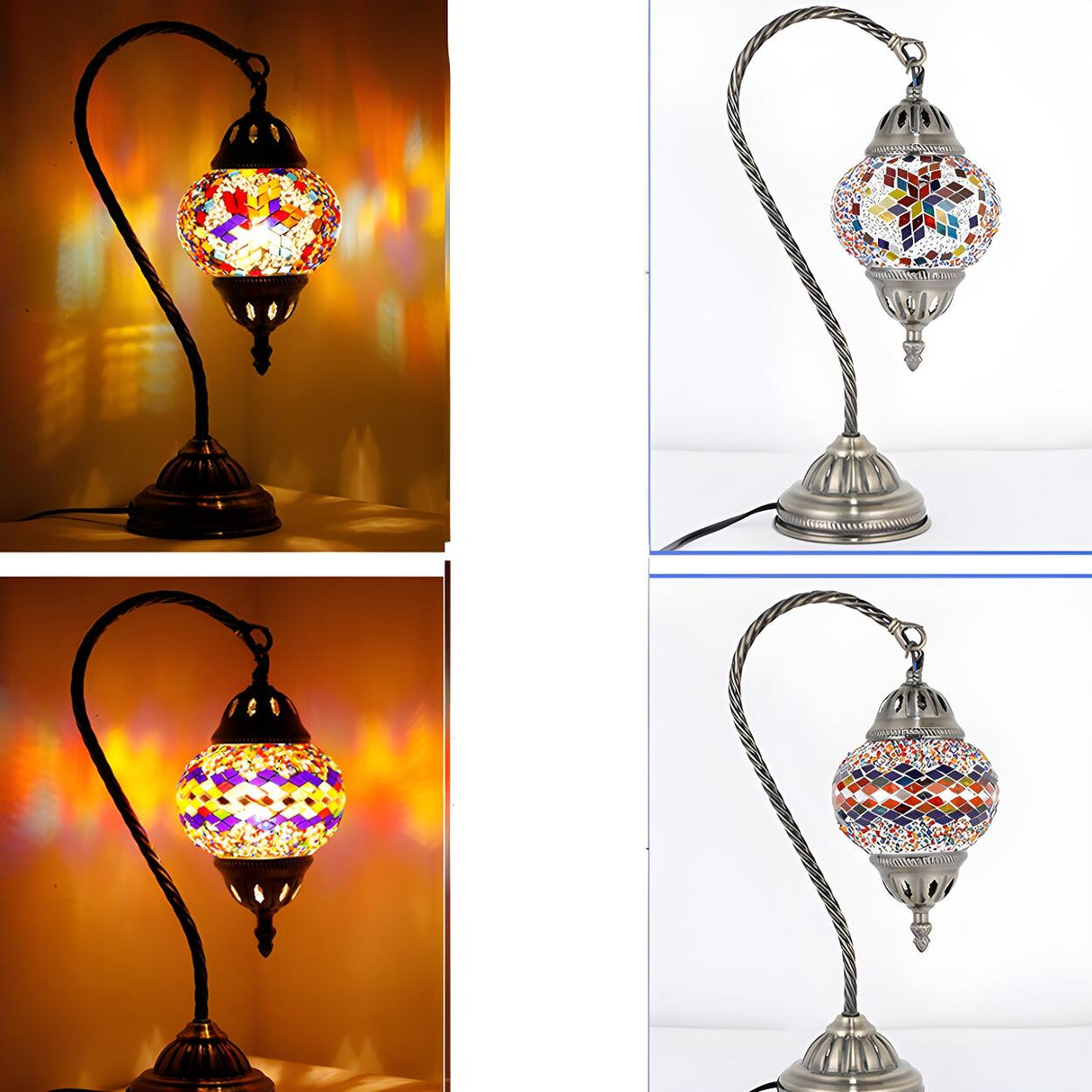 Turkish Fashion Stained Mosaic Glass Lantern Table Lamp Image - 17