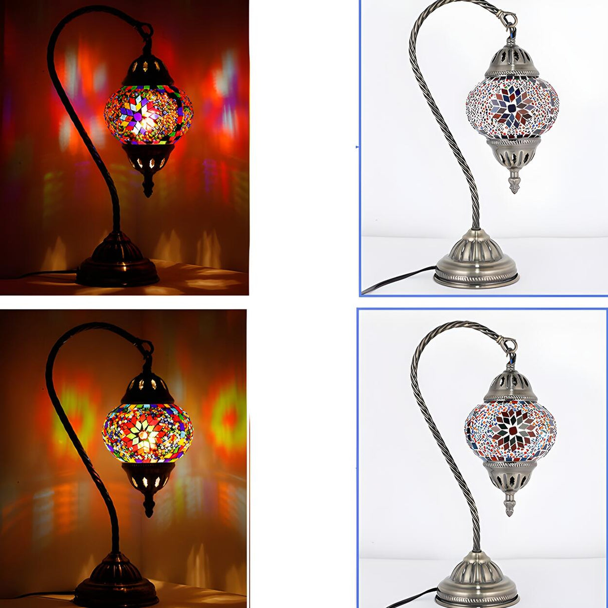 Turkish Fashion Stained Mosaic Glass Lantern Table Lamp Image - 19