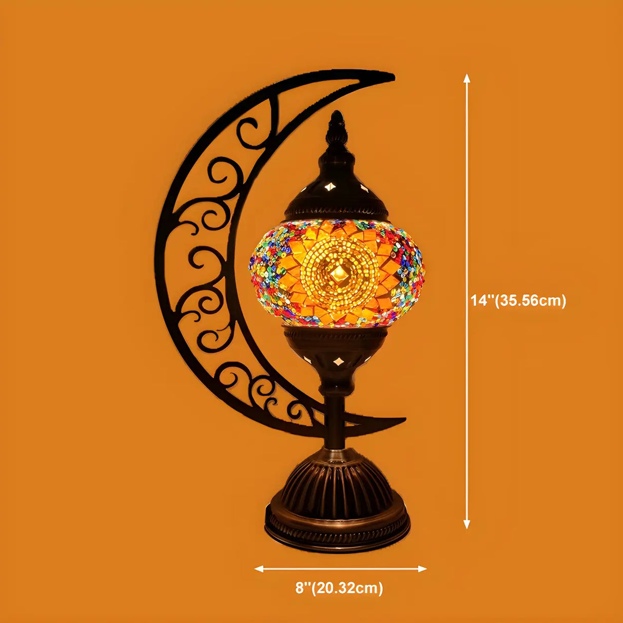 Turkish Retro Crescent Stained Glass Decor Table Lamp 