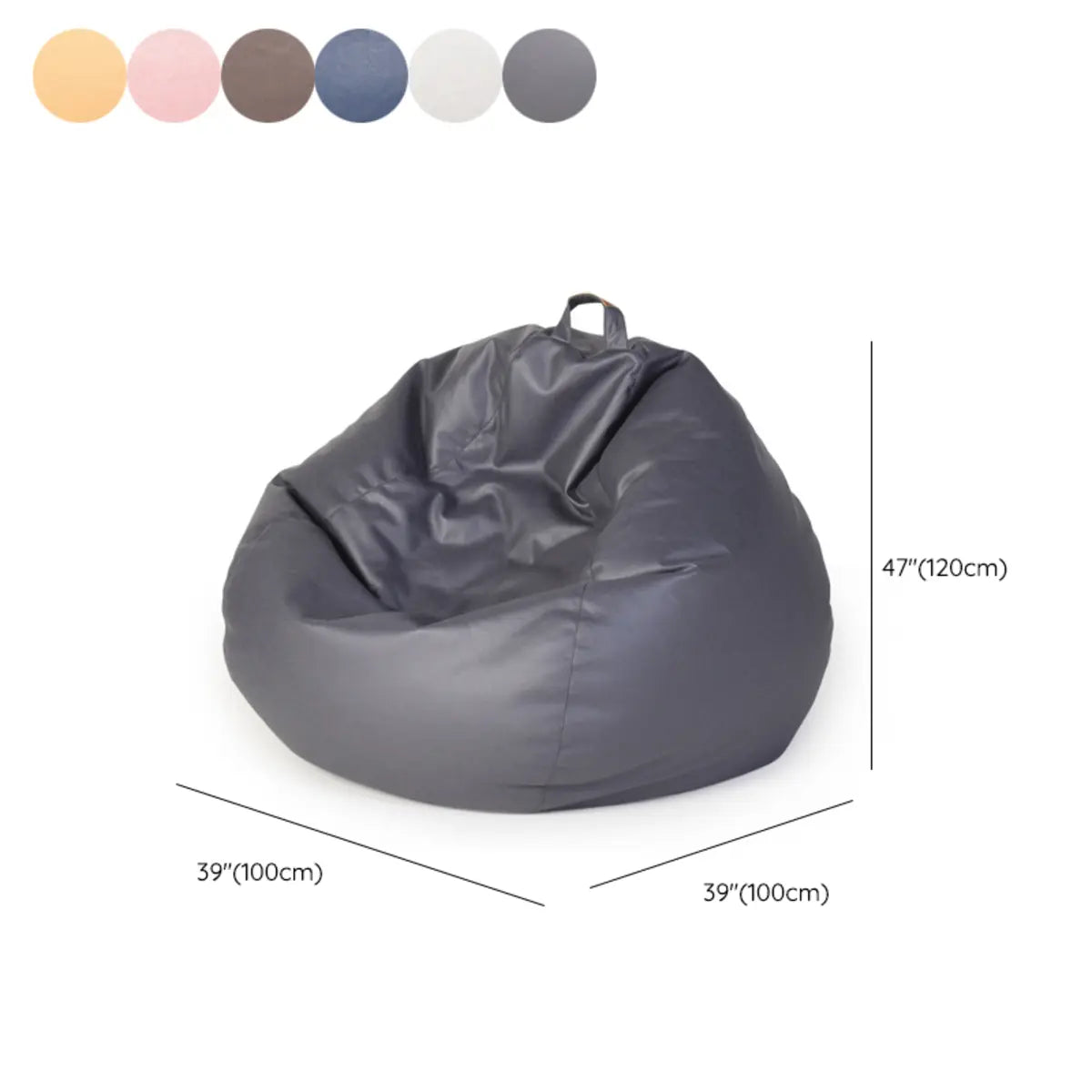 Turmeric Medium Circular Faux Leather Portable Bean Bag 