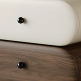 Two-color Oval Wood Beige 2 Drawers Bedside Cabinet Image - 8