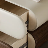 Two-color Oval Wood Beige 2 Drawers Bedside Cabinet Image - 13