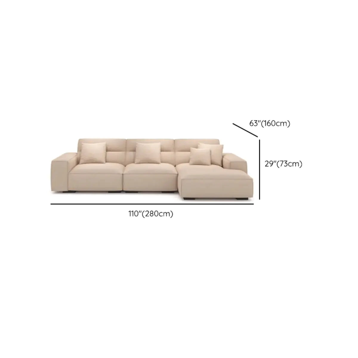 U-Shape Abrasive Cloth Square Arm Large Sofa Chaise 