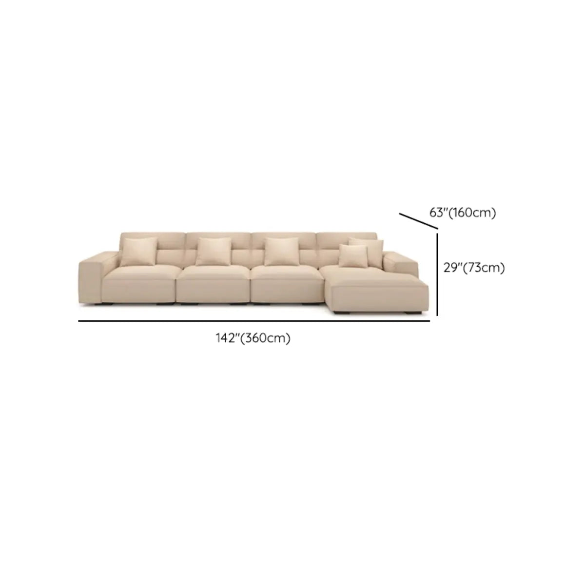 U-Shape Abrasive Cloth Square Arm Large Sofa Chaise Image - 12