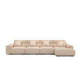 U-Shape Abrasive Cloth Square Arm Large Sofa Chaise Image - 3