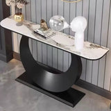 U-Shaped Base Marble Black Half-circle Console Table Image - 1