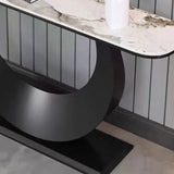 U-Shaped Base Marble Black Half-circle Console Table Image - 11