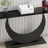 U-Shaped Base Marble Black Half-circle Console Table Image - 13