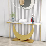 U-Shaped Base Marble Black Half-circle Console Table Image - 3