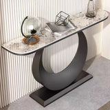 U-Shaped Base Marble Black Half-circle Console Table Image - 4