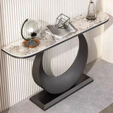 U-Shaped Base Marble Black Half-circle Console Table Image - 5