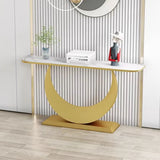 U-Shaped Base Marble Black Half-circle Console Table Image - 6