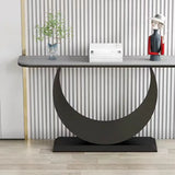 U-Shaped Base Marble Black Half-circle Console Table Image - 8