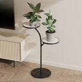 U-Shaped Round Tray 2 Tiers Floor Plant Stand Black Image - 19