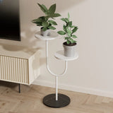 U-Shaped Round Tray 2 Tiers Floor Plant Stand Black Image - 20