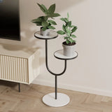 U-Shaped Round Tray 2 Tiers Floor Plant Stand Black Image - 23