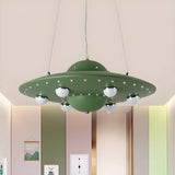 UFO Metal Kids Bedroom Blue Small LED Kids Chandelier Image - 13