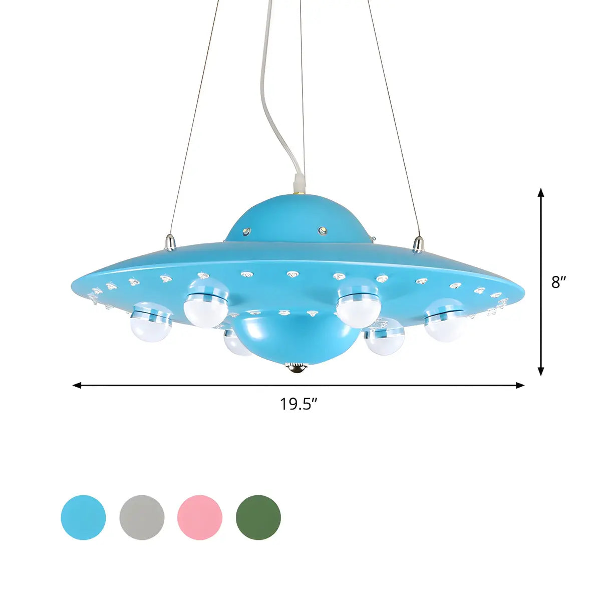 UFO Metal Kids Bedroom Blue Small LED Kids Chandelier 