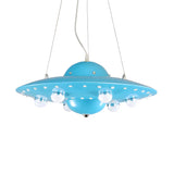 UFO Metal Kids Bedroom Blue Small LED Kids Chandelier Image - 2