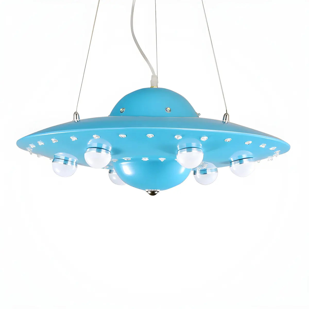 UFO Metal Kids Bedroom Blue Small LED Kids Chandelier Image - 3