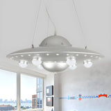 UFO Metal Kids Bedroom Blue Small LED Kids Chandelier Image - 4