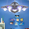 UFO Metal Kids Room Dark Blue LED Small Chandelier Image - 4