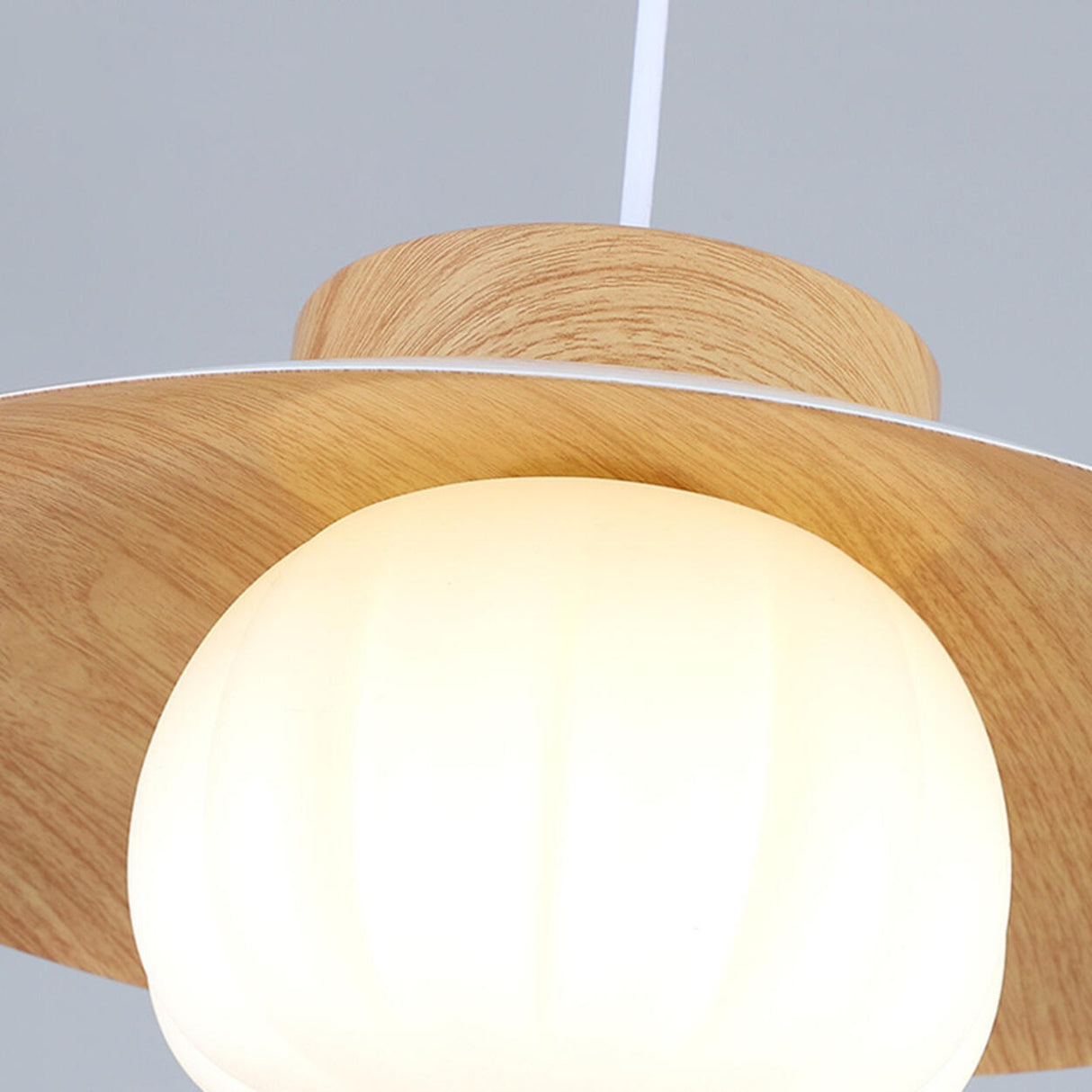 Ultra Modern UFO Wood Resin Pendant Light Adjustable Cord Image - 12