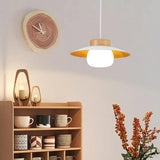 Ultra Modern UFO Wood Resin Pendant Light Adjustable Cord Image - 4