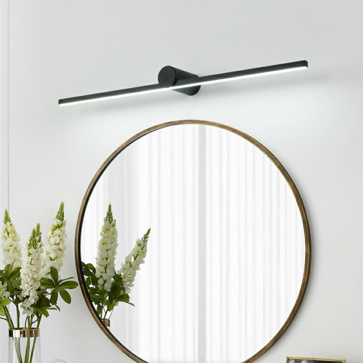 Ultra-Thin Sleek Black LED Linear Metal Vanity Light Image - 3