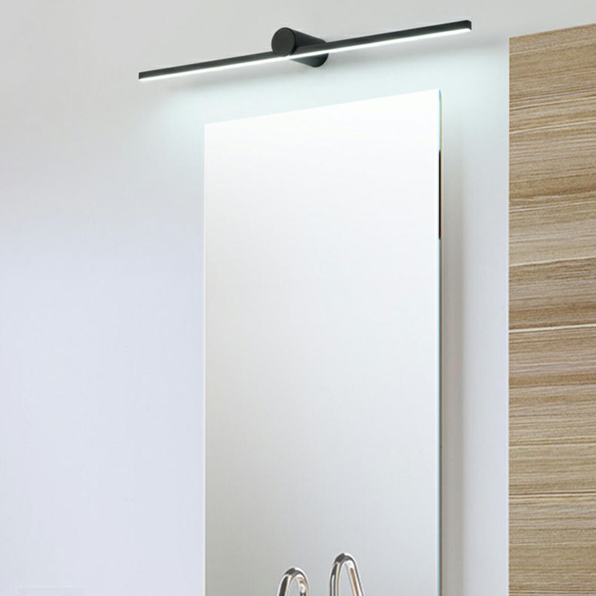 Ultra-Thin Sleek Black LED Linear Metal Vanity Light Image - 4