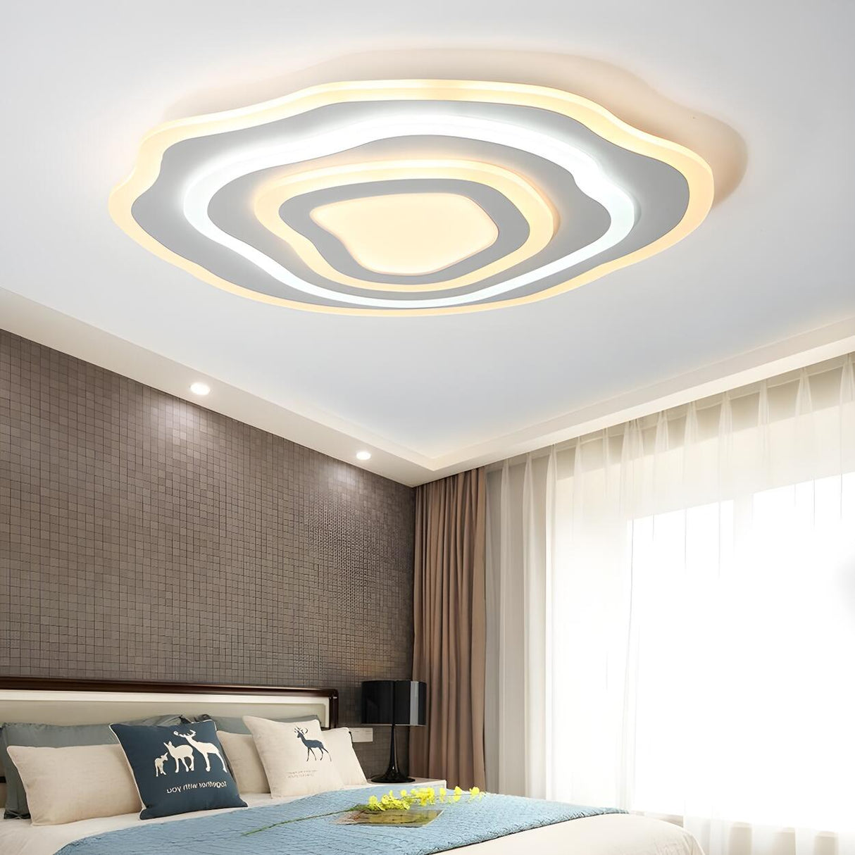 Ultra Thin White Ripple LED Flush Mount Ceiling Light Image - 2