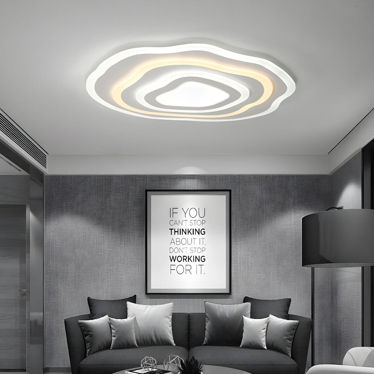 Ultra Thin White Ripple LED Flush Mount Ceiling Light Image - 4