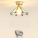 Umbrella Artistic Glass Semi-Flush Mount Light Hallway Image - 1