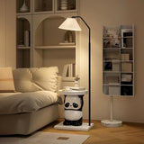 Umbrella Shade Playful Animal Side Table Floor Lamp Image - 5