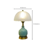 Umbrella-Shaped Dome Glass Shade Ceramic Table Lamp #size