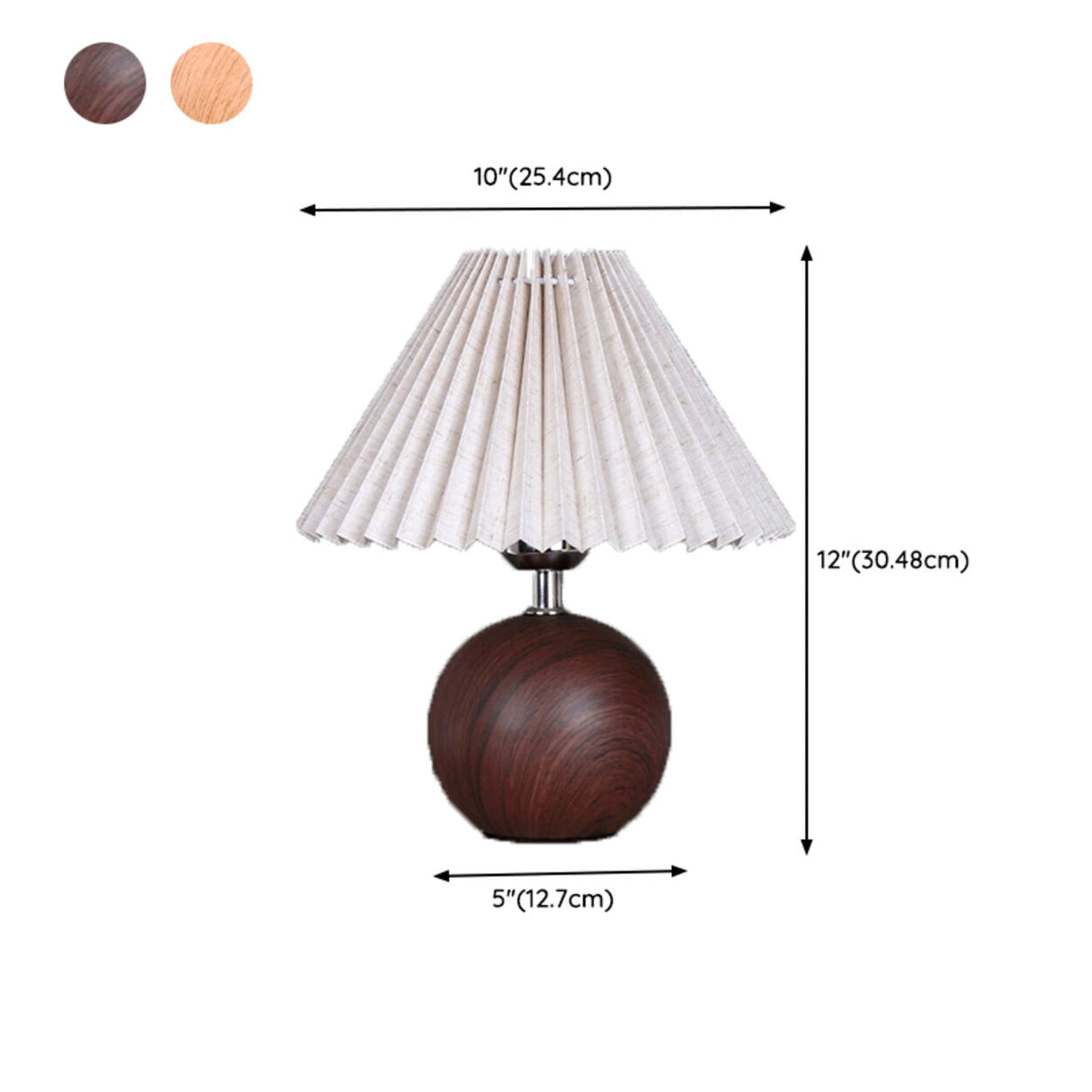 Umbrella-Shaped Wooden Ball Base Bedside Table Lamp 