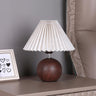 Umbrella-Shaped Wooden Ball Base Bedside Table Lamp Image - 2