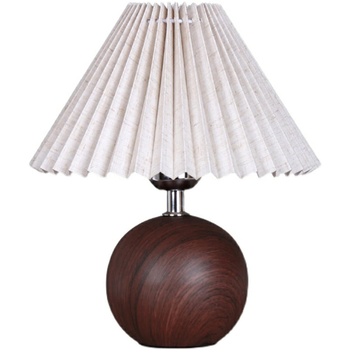 Umbrella-Shaped Wooden Ball Base Bedside Table Lamp Image - 5