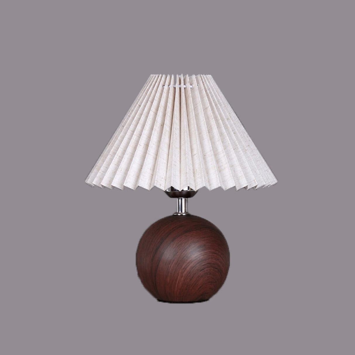 Umbrella-Shaped Wooden Ball Base Bedside Table Lamp Image - 6