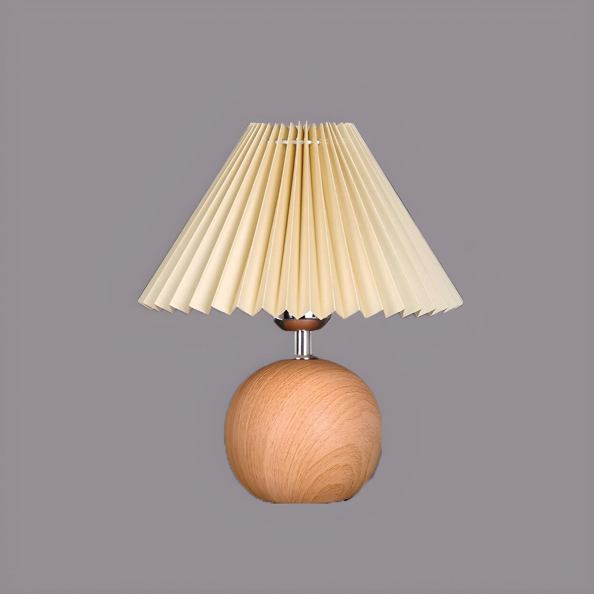 Umbrella-Shaped Wooden Ball Base Bedside Table Lamp Image - 7