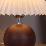 Umbrella-Shaped Wooden Ball Base Bedside Table Lamp Image - 9