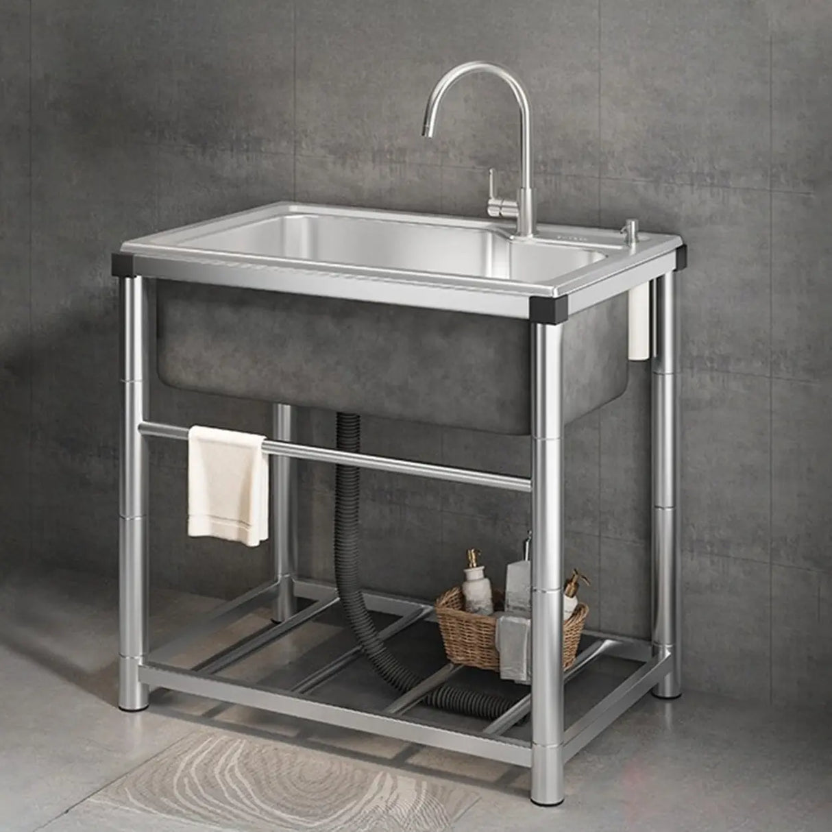 Undermount Stainless Steel Sink with Basket Strainer Image - 1