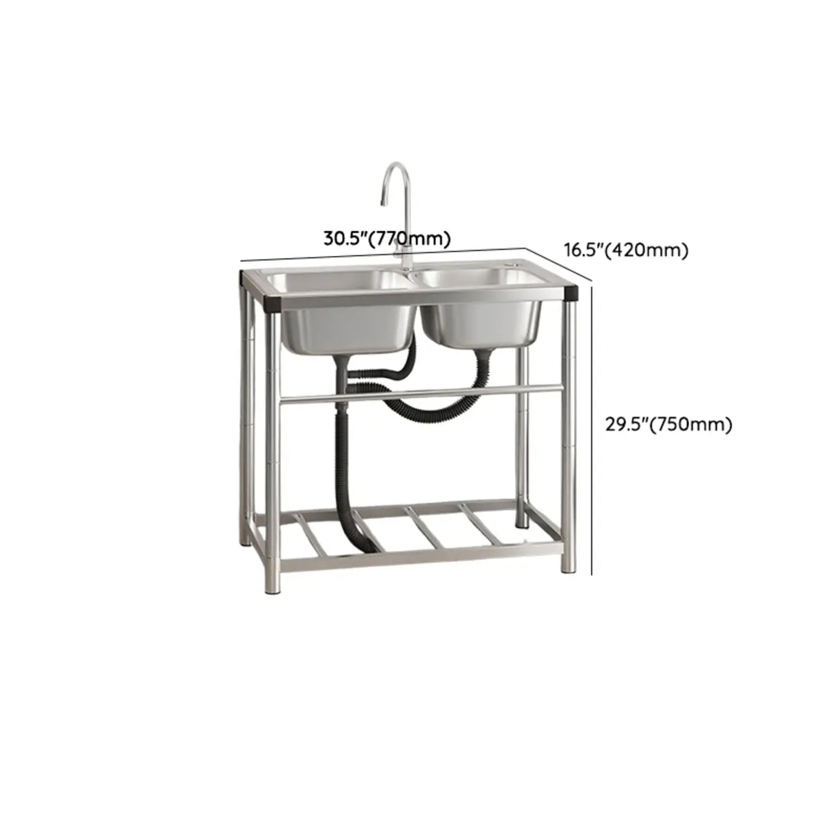 Undermount Stainless Steel Sink with Basket Strainer Image - 28