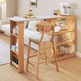 Unflip Top Wooden Upholstered Chair Storage Bar Height Set Image - 1