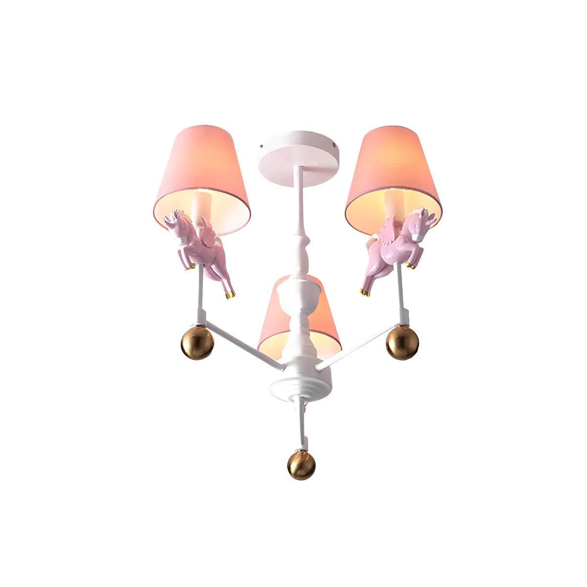 Unicorn Fabric Resin Kids Room Pink 5-Light Chandelier Image - 7