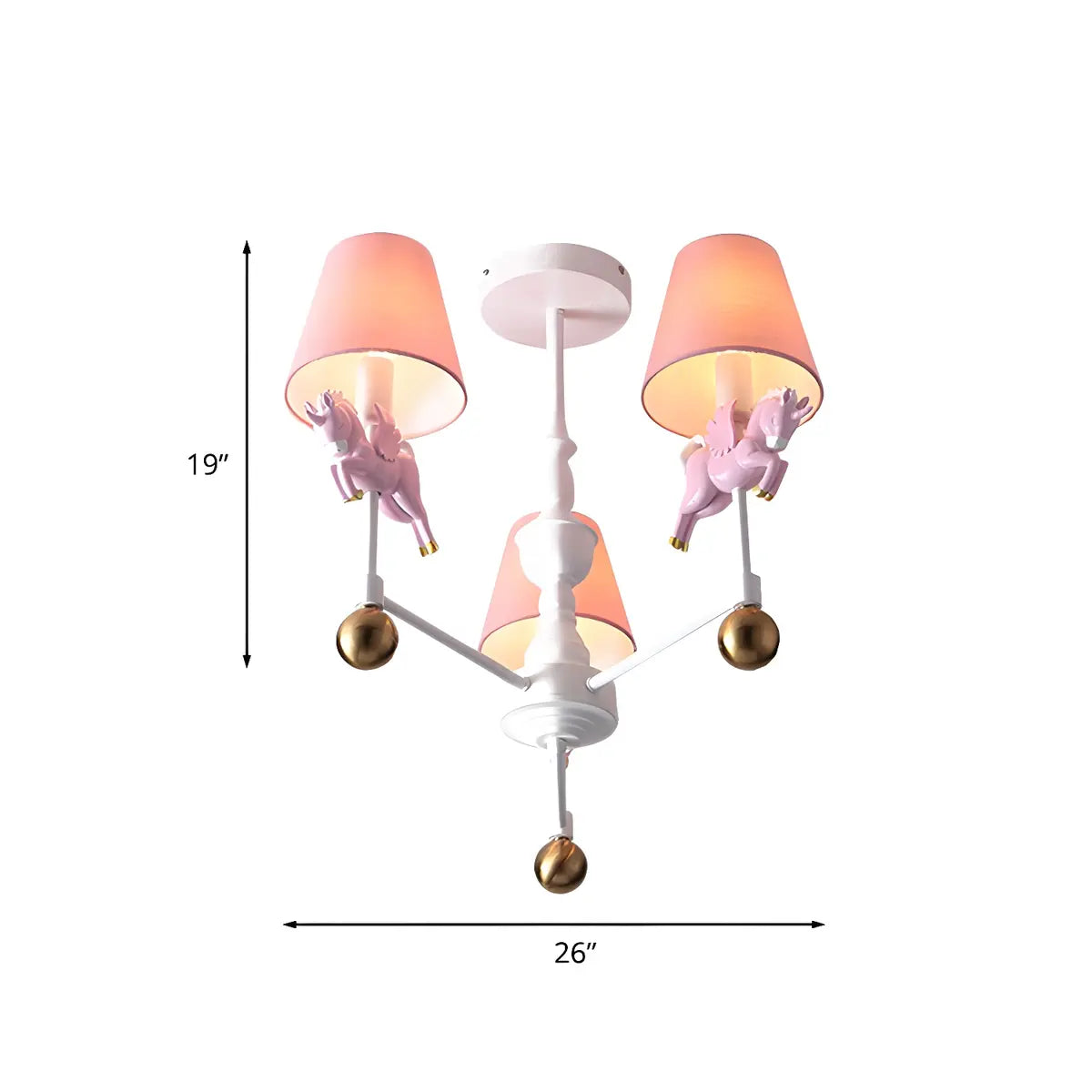 Unicorn Fabric Resin Kids Room Pink 5-Light Chandelier 