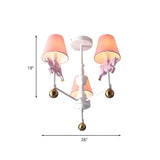 Unicorn Fabric Resin Kids Room Pink 5-Light Chandelier #size