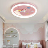 Unicorn Pink LED Flush Mount Ceiling Light Kids Room Image - 1